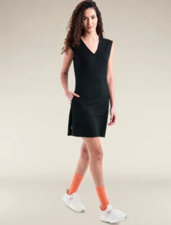 Merino 200 Granary Ärmelloses Kleid mit V-Ausschnitt Damen