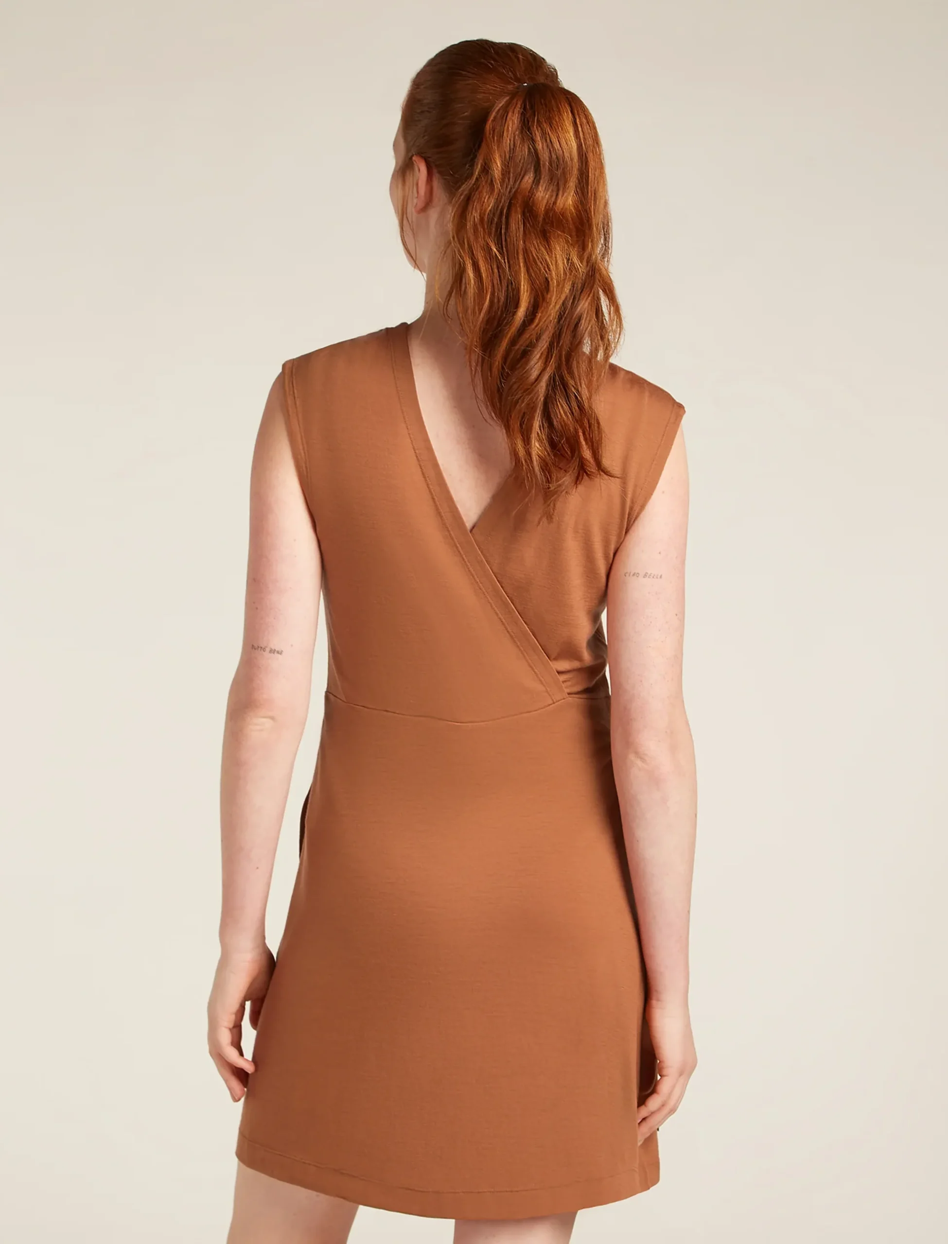 Merino 200 Granary Ärmelloses Kleid mit V-Ausschnitt Damen