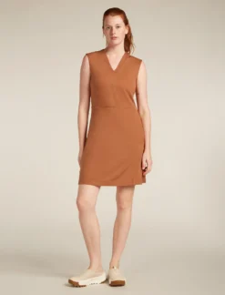 Merino 200 Granary Ärmelloses Kleid mit V-Ausschnitt Damen