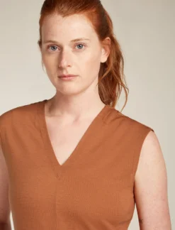 Merino 200 Granary Ärmelloses Kleid mit V-Ausschnitt Damen