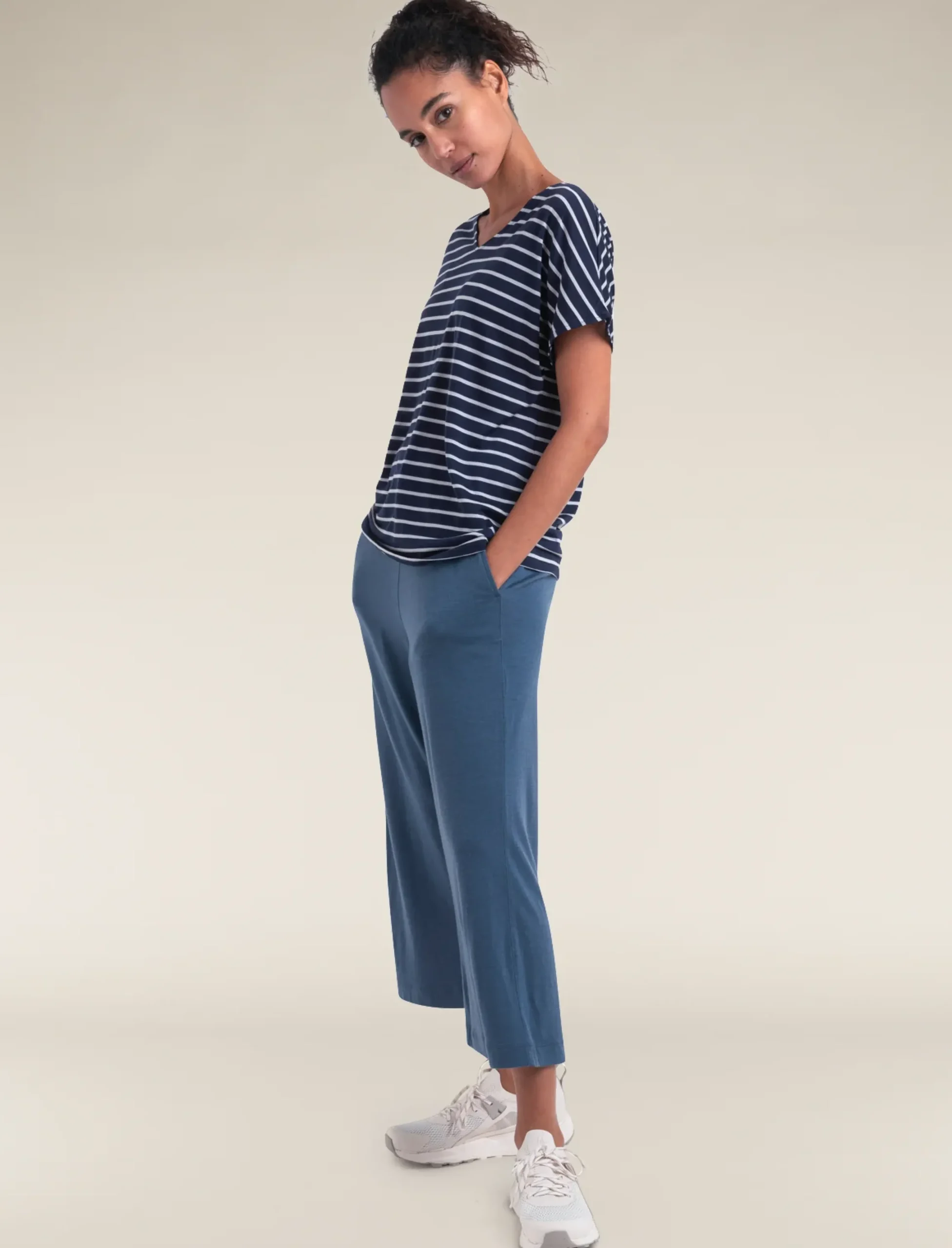 Merino Blend Drayden Reversible T-Shirt Stripe Damen