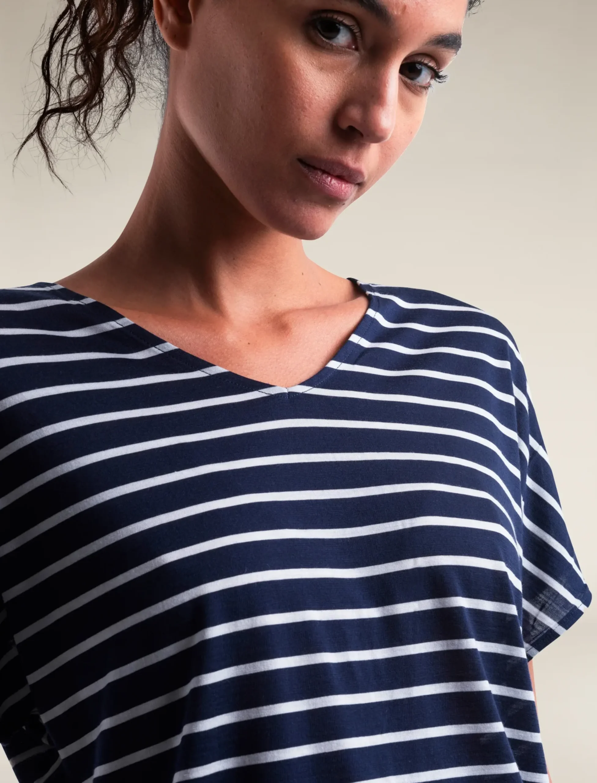 Merino Blend Drayden Reversible T-Shirt Stripe Damen