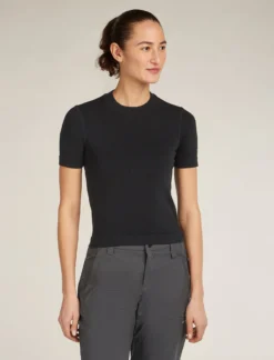 Merinomix 260 Nahtlos Geripptes Thermo-Kurzarmshirt mit Stehkragen Damen