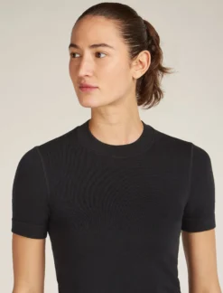 Merinomix 260 Nahtlos Geripptes Thermo-Kurzarmshirt mit Stehkragen Damen