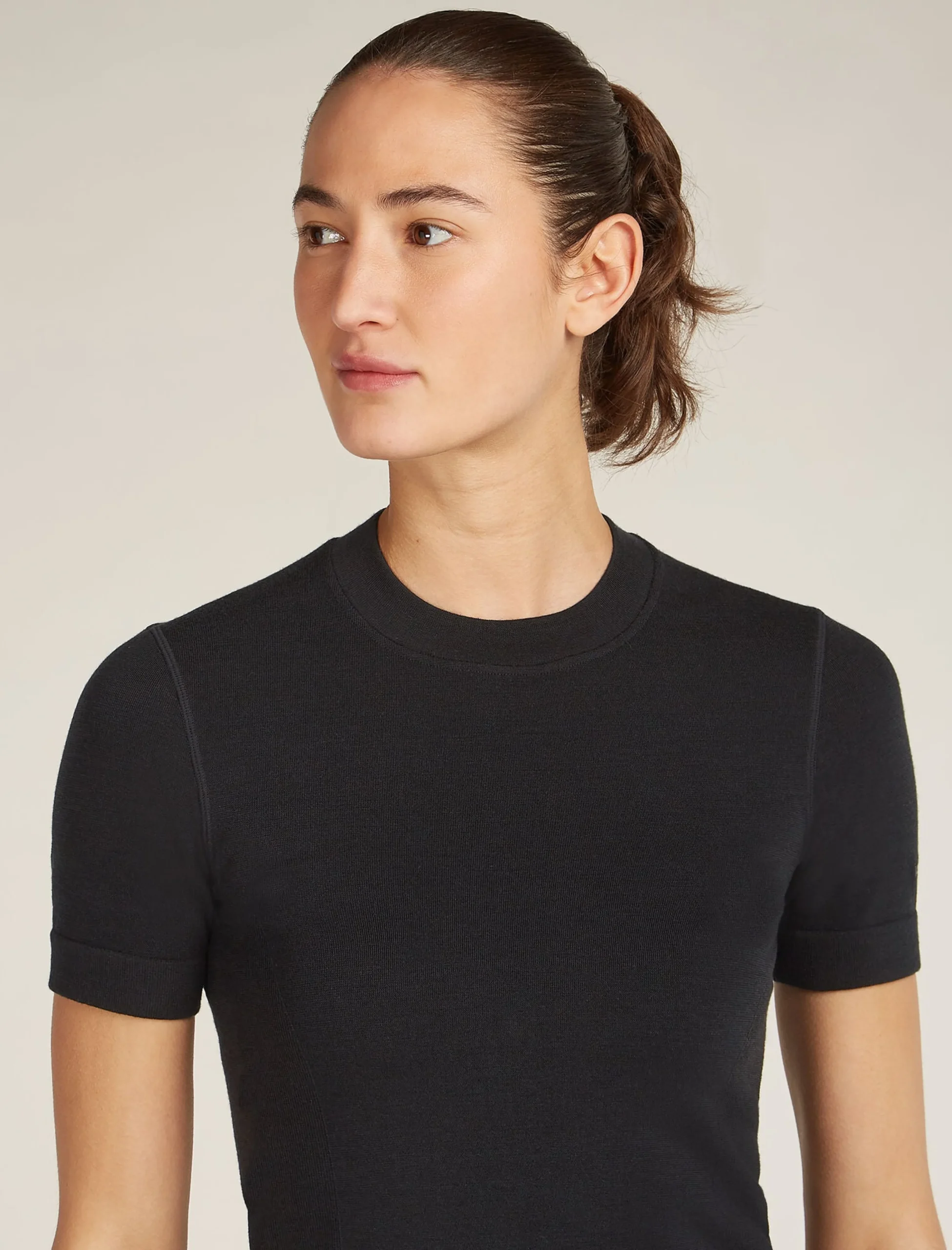 Merinomix 260 Nahtlos Geripptes Thermo-Kurzarmshirt mit Stehkragen Damen